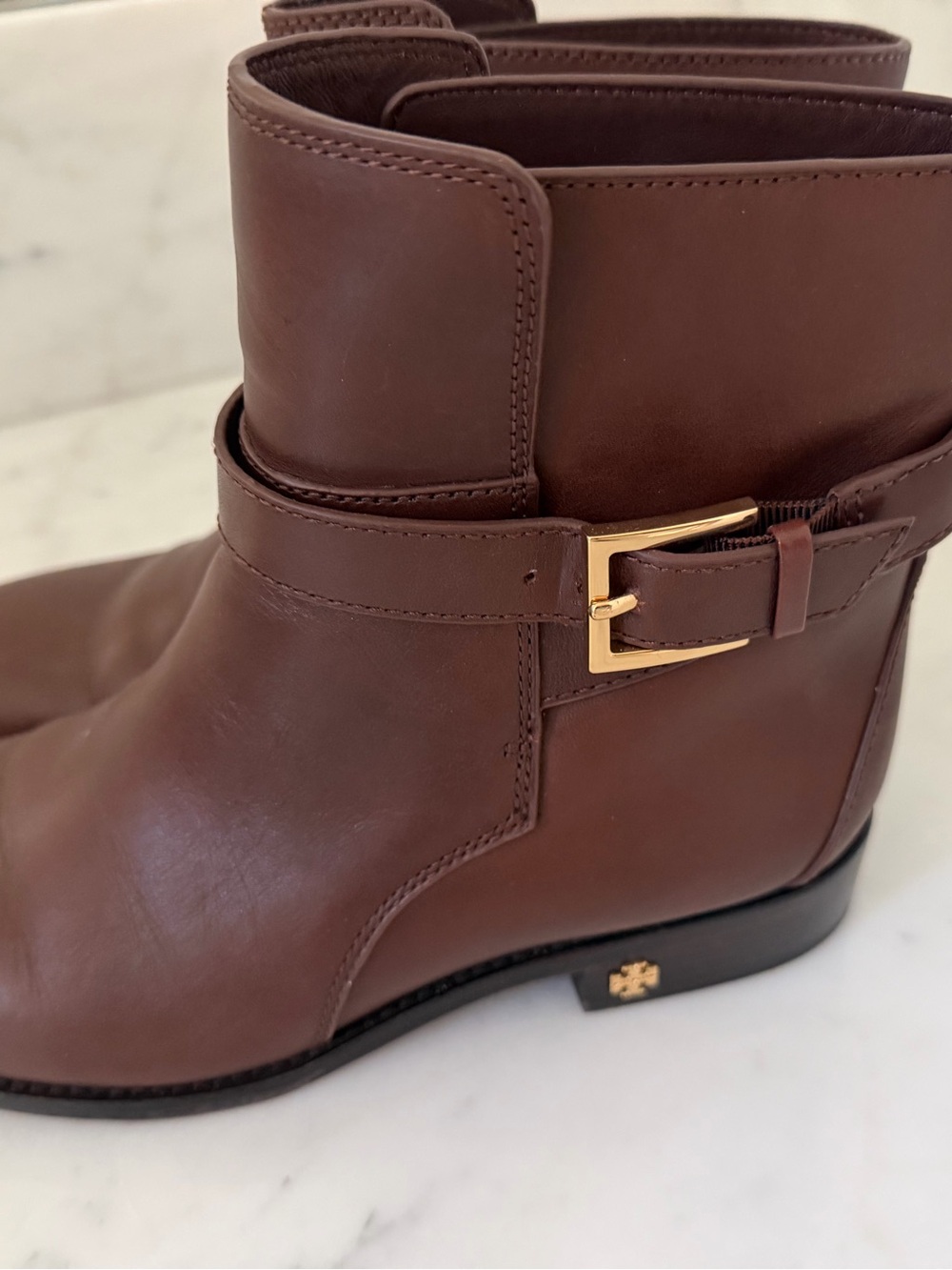 Tory Burch Chocolate Brown  Leather Ankle Boots size 7M
